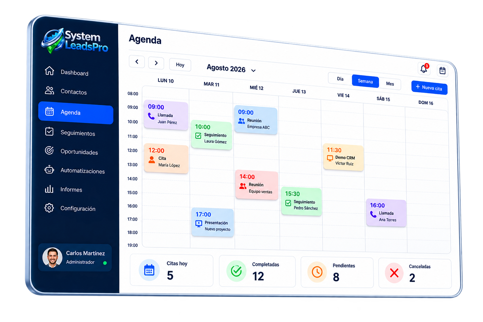 Agenda de SystemLeadsPro CRM